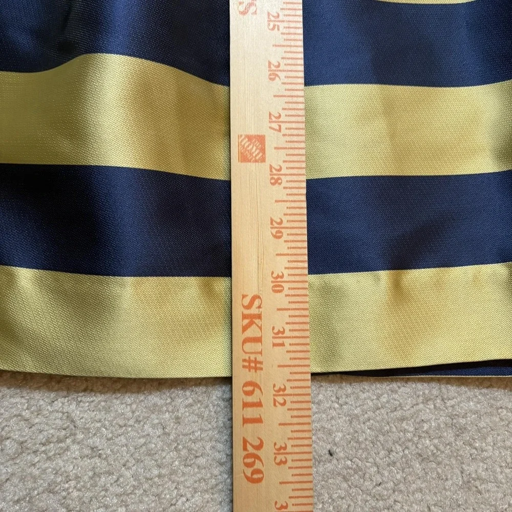 Kate Spade Skirt NWT Womens 6 Gold Navy Awning Stripe Satin Pleated Midi Party‎